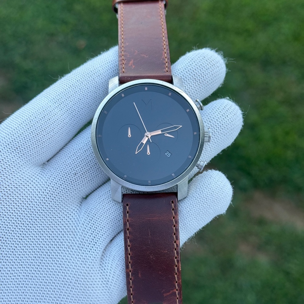 MVMT Chrono Analog black  Dial Men's Watch Elegant Brown Leather Strap Watch